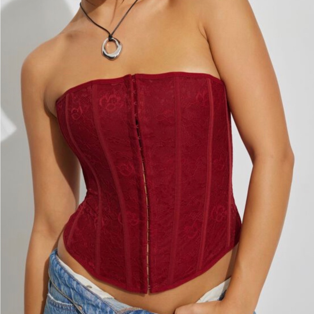 Garage Lace Corset, Size: Medium, Red